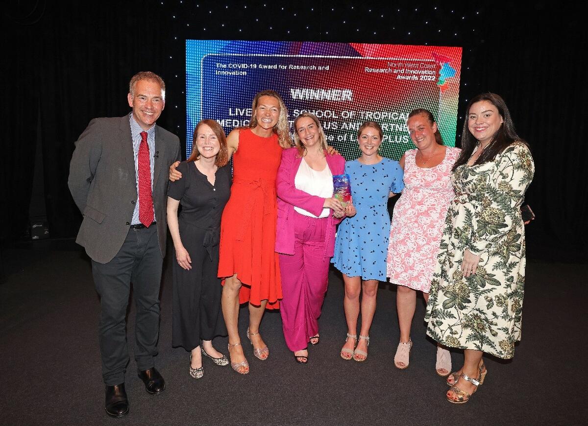 The Vaccine group celebrate at the CRN North West Coast Research and Innovation Awards in June 2022
