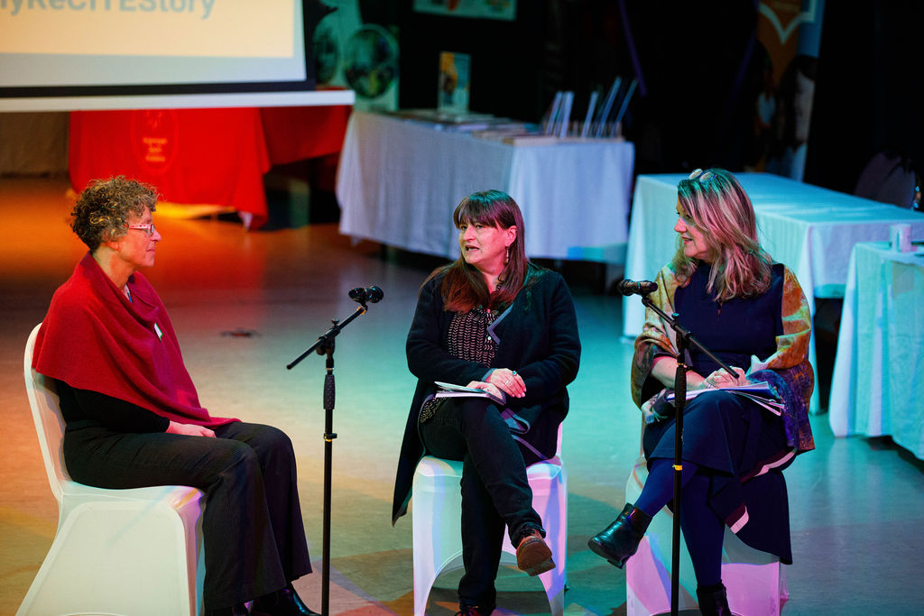 Panel discussion with (from left to right) Professor Miriam Taegtmeyer, Professor Rachel Tolhurst (LSTM) and Sarah Lovell, Culture Lead for LCR Combined Authority / photo credit: Andrew AB