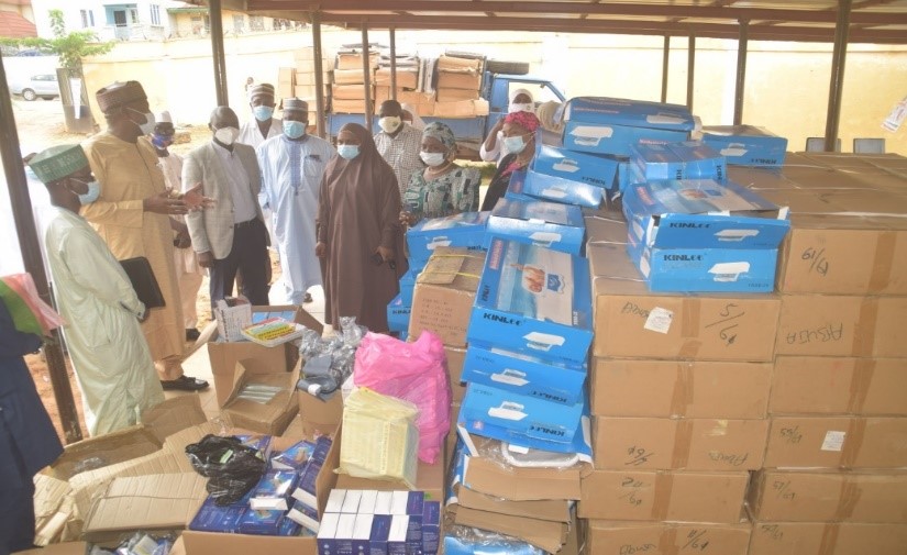 Executive Secretary of Kaduna SPHCB Receiving the Equipment on behalf of the State