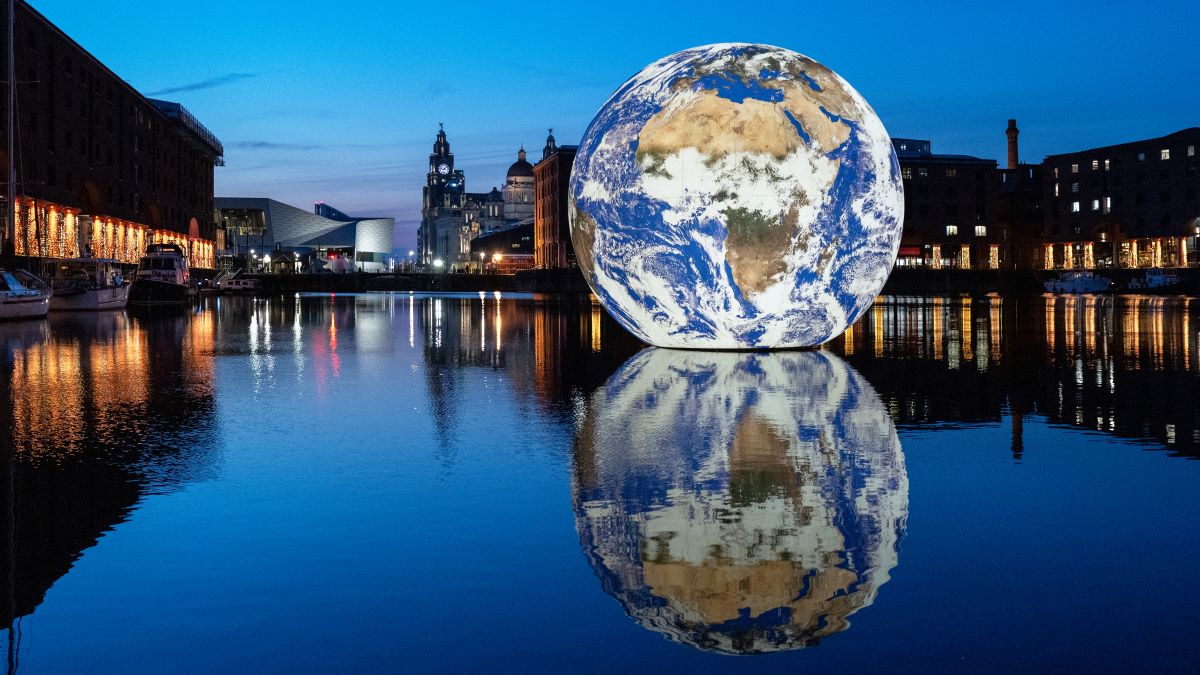 Floating Earth sculpture by Luke Jerram in Liverpool. Image - Mark McNulty
