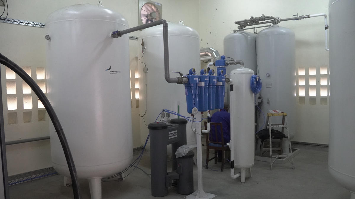 Oxygen tanks in the newly built plant