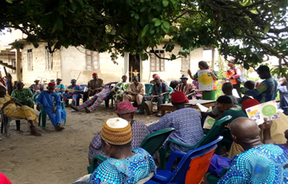 Philomina Nnaemeka, Anambra East Local Government TB Supervisor during a community engagement meeting, Anambra State. Photo taken by Chukwuebuka Ugwu.