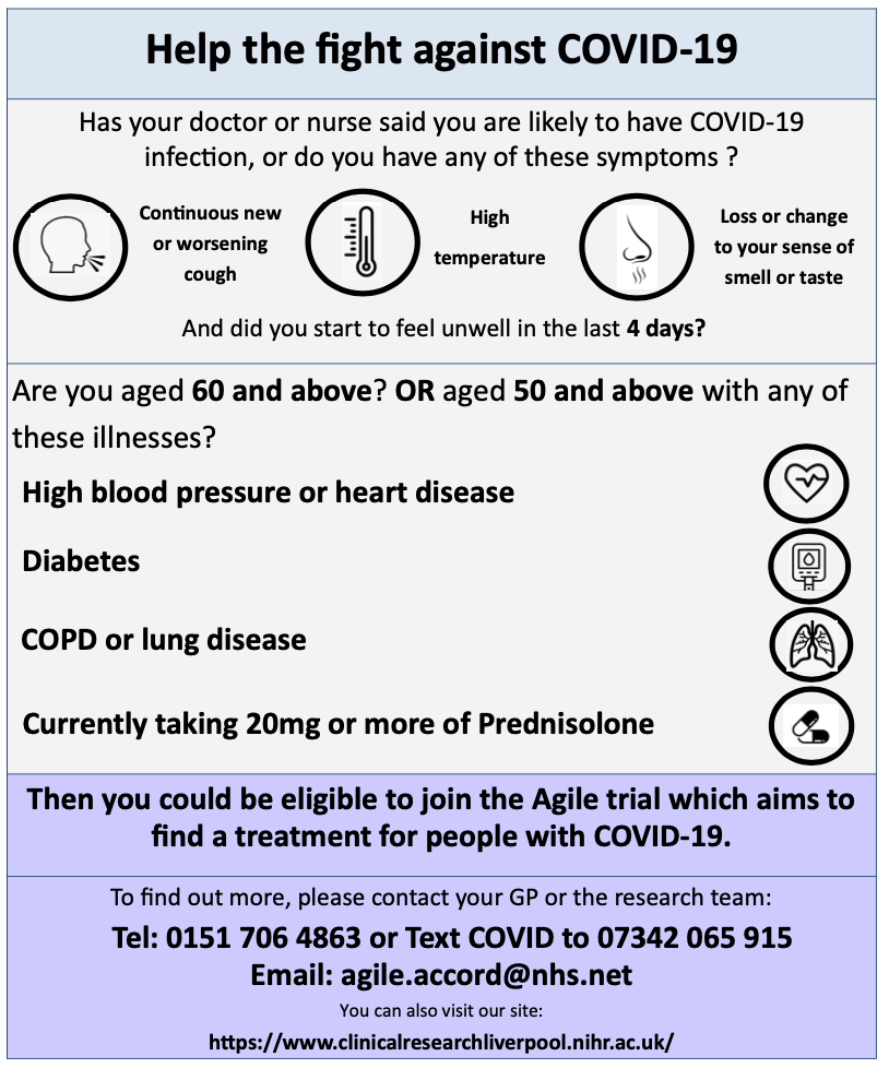 Infographic for criteria for AGILE trial inclusion