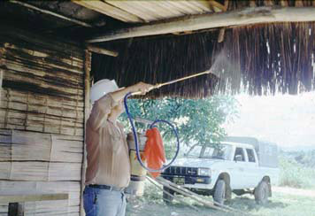 House spraying with insecticides for sandflies and mosquitoes