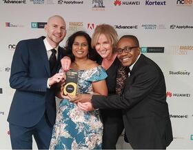 RESPOND Africa team members James Prior, Anu Garrib, Hazel Snell and Joseph Okebe receiving the award