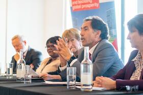 Professor David Lalloo speaks at 'Lab Coat Diplomacy' roundtable at the Labour Party conference