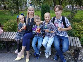 Kira, Oksana, Misha, Sasha and Yaroslav in Ukraine, in Autumn 2021 prior to the conflict starting in February 2022.