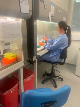 Rachel Byrne in the diagnostics lab