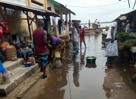 Flooding in an informal settlement in Sierra Leone
