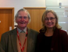 Dr Crewe with LSTM's Dr Louise Kelly-Hope in 2013