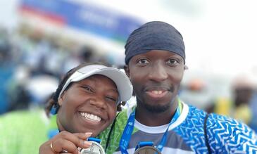 Gerald and his wife (Sharon) after finishing the annual Standard Chartered Nairobi Marathon. / Photo credit Gerald Ong’gayo