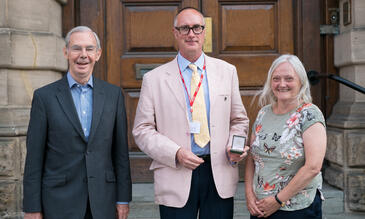 Dr S. Patrick Kachur (centre), Prof Hemingway (right) Mr James Ross (left)