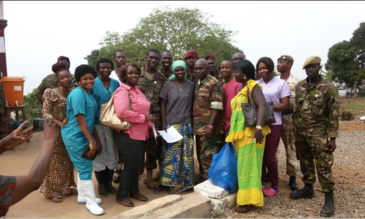 Staff from the Ebola Survivors Clinic, in Freetown, Sierra Leone