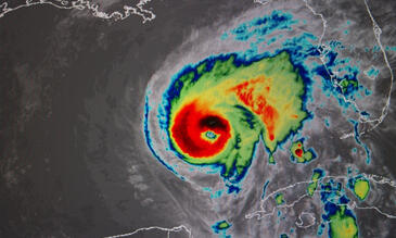 Weather radar map of hurricane