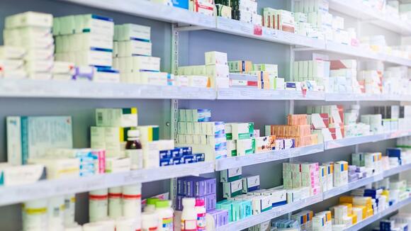 Photo of pharmaceutical products on shelves
