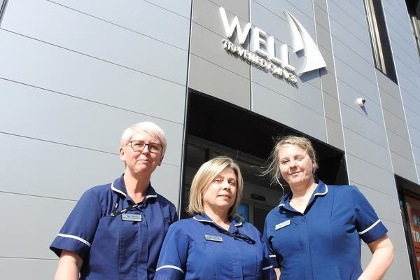 Nurses outside the Well Travelled Clinic Liverpool