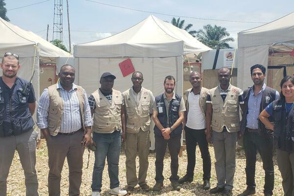 LSTM's Dr Shevin Jacob - second left and fellow members of the WHO response team