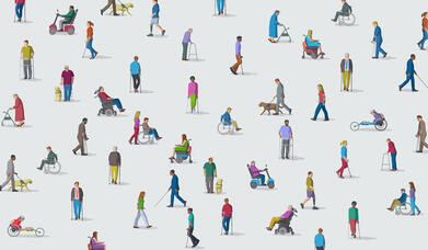 Large group of people representing a diverse range of Disabilities in society