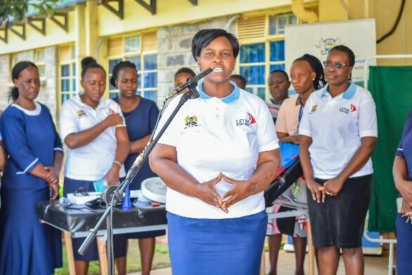 County RH Coordinator addresses audience during equipment handover at Vihiga County Referral hospital County RH Coordinator addresses audience during equipment handover at Vihiga County Referral hospital
