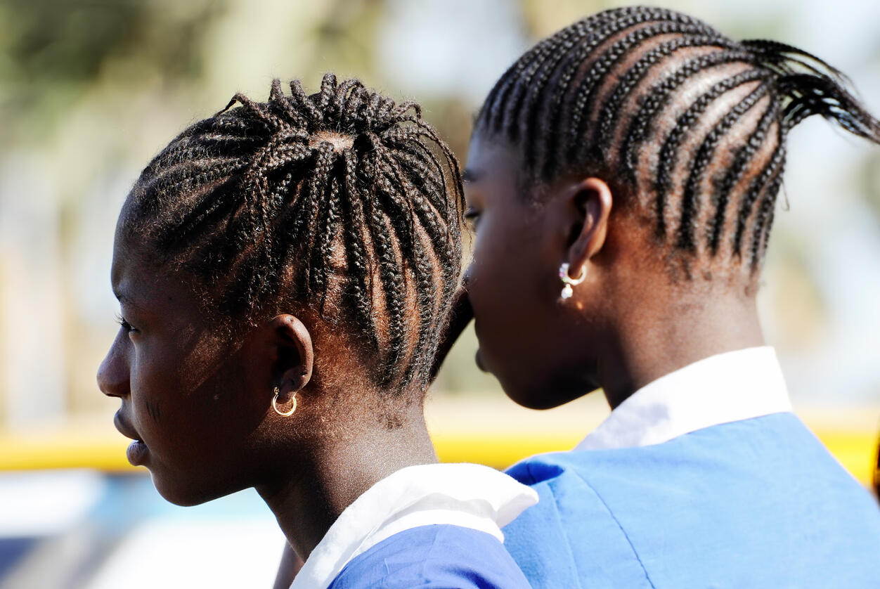 Two young african school girls 
