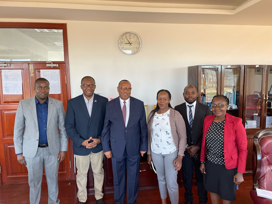 Dr. Leonard Katalambula, Head of Department of Public Health, UDOM; Dr. Charles Ameh, LSTM, Head EmOC&QoC unit, Deputy Head of International Public Health Department, LSTM; Professor F Bee, VC, UDOM, Dr. Rael Mutai, Regional Technical Adviser, LSTM; Dr. Deogratius Bintara, Head of Department of Medical Epidemiology, UDOM; Ms. Rehema Kilonzo, Director of Communications, UDOM