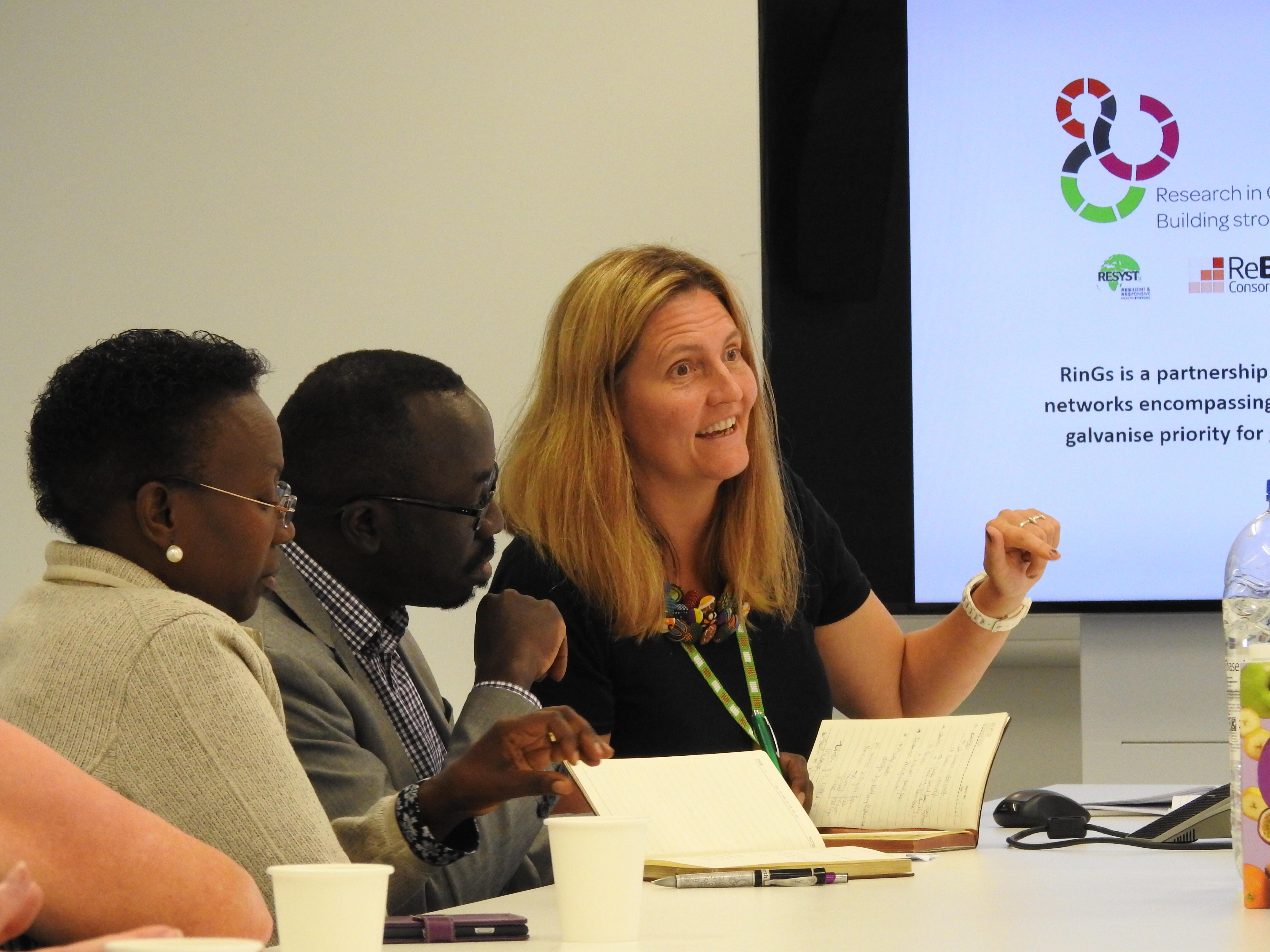 The Ugandan MoH, Dr Jane Acheng; Dr Ocero and LSTM Professor Sally Theobald