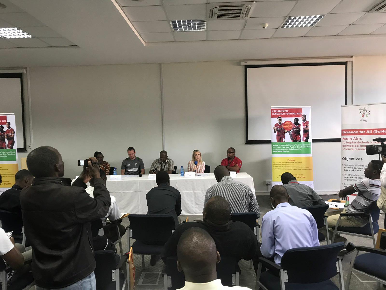 Presentation of the Health Goals Malawi project during the press conference in Blantyre, Malawi