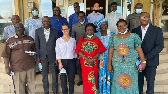 Representatives of the Ministry of Public Health with LSTM and CSSI-CRASH teams, outside the Centre for Studies, Training and Development (Centre d'Etude et de Formation pour le Developpement – CEFOD) after the program dissemination workshop in N’Djamena. The workshop was opened by the Technical General Deputy Director of Reproductive Health, Vaccination and Nutrition, and the Director of Sexual and Reproductive Health