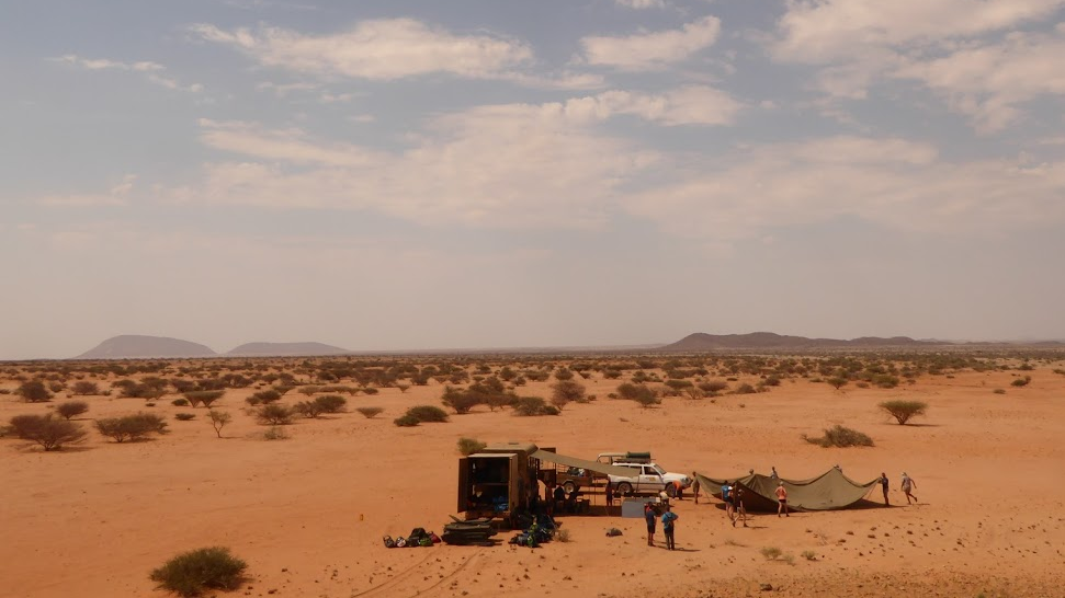 Setting up camp in Namibia 
