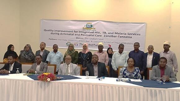Minister of Health, the VC & DVC State University of Zanzibar, Senior MOH Officials, LSTM Regional Technical Advisor, and other key stakeholders during official launch of the Project