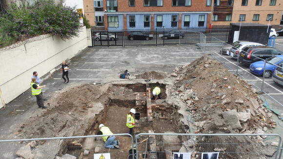 The excavation site at LSTM's Oakes Street car park in 2018