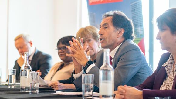 Professor David Lalloo speaks at 'Lab Coat Diplomacy' roundtable at the Labour Party conference