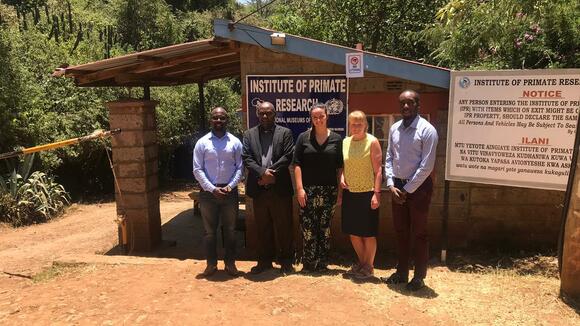 George Omondi and Daudi Sallah (IPR), Lauren Thistlethwaite and Paula McCabe (LSTM) and Collins Waweru (IPR) at IPR offices.