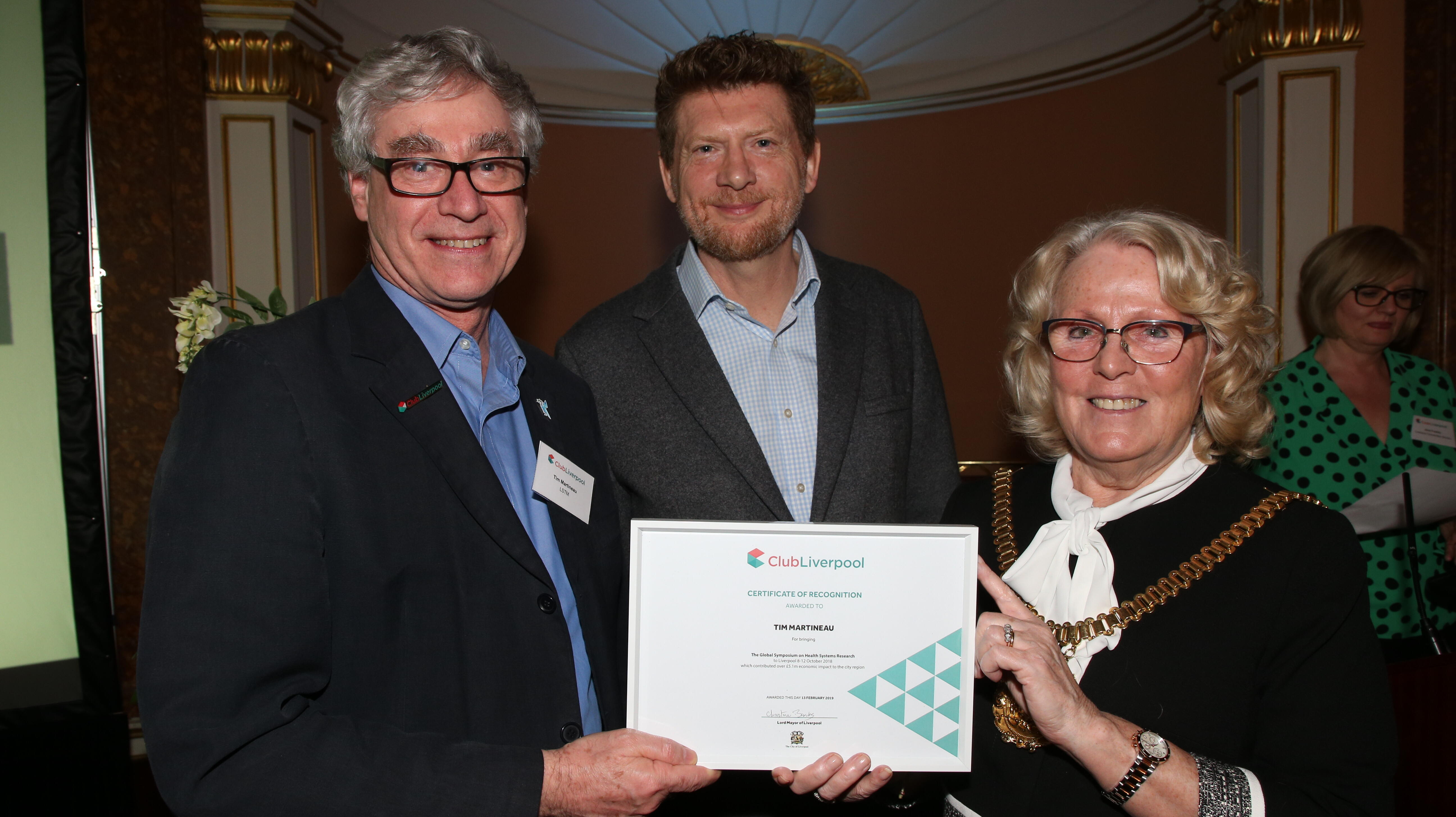 Tim Martineau with Liverpool Lord Mayor Christine Banks, and Colin Sinclair, CEO Knowledge Quarter Liverpool