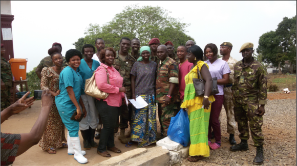 Staff from the Ebola Survivors Clinic, in Freetown, Sierra Leone