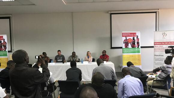 Presentation of the Health Goals Malawi project during the press conference in Blantyre, Malawi