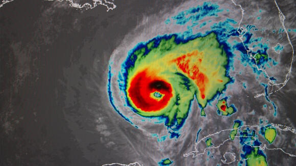 Weather radar map of hurricane