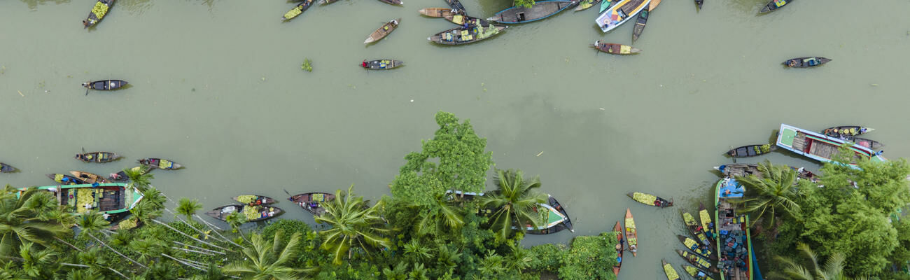 Aerial View of Floating Market in Bangladesh