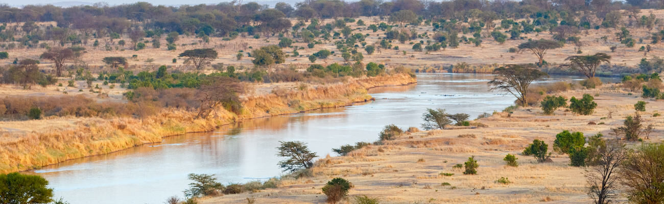Mara River flowing across the Serengeti Savanna in Tanzania