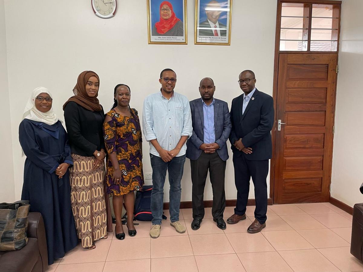 Dr. Rukiya Rajab, Head, Dept of Nursing and Midwifery, SUZA, Dr. Salma Mahmoud, Head Dept of Obs/Gynae, SUZA; Dr. Rael Mutai, Regional Technical Advisor, LSTM, Dr. Abdalla Bakar, SUZA; Dr. Ali, Director of Preventive and Promotive Health, MOH Zanzibar; Dr. Charles Ameh, Head EmOC & QoC unit, Deputy Head Of International Public Health Department, LSTM