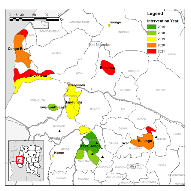 operational area for vector control in TRYP-ELIM-BANDUNDU.